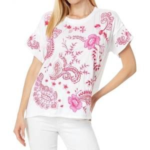 NEW JOHNNY WAS cassia raw detail swing tee in white